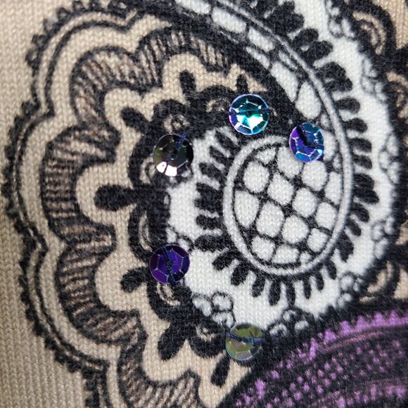 Lane Bryant Womens Plus SZ 26 /28 Cardigan Sweater Paisley Sequined Lightweight - Picture 3 of 9